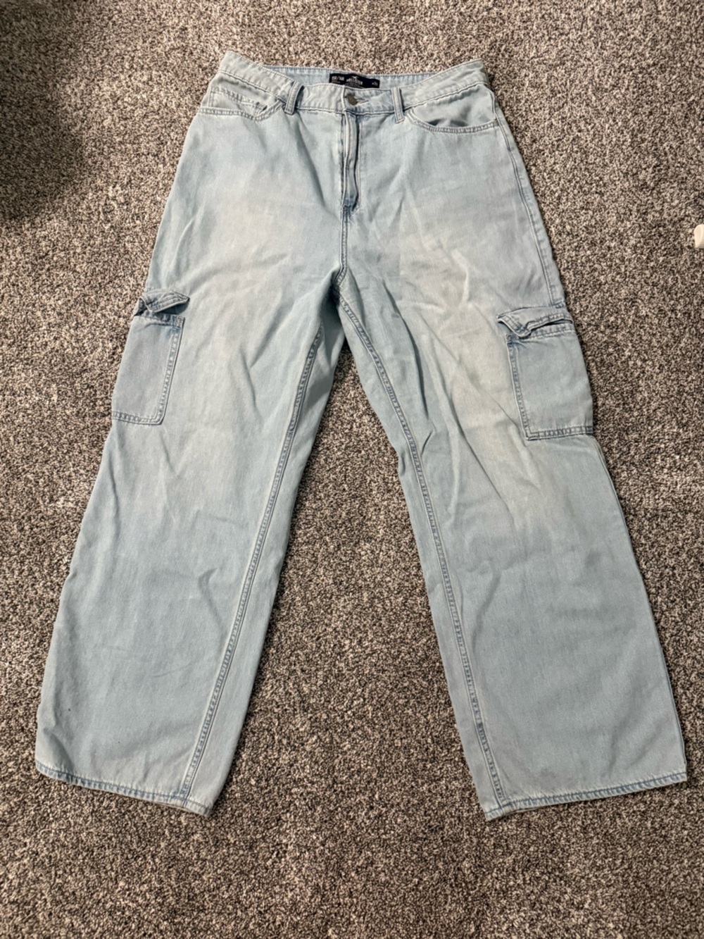 Hollister Pale Blue Bootcut Cargo Jeans